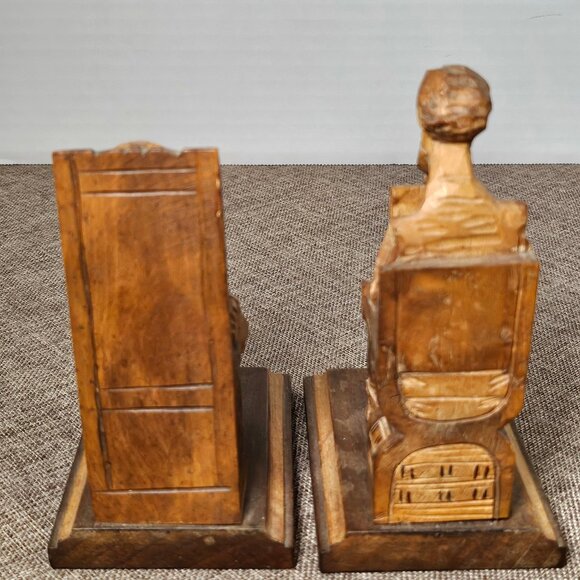 Carved Wood Sculptures of Don Quixote and Sancho Paza Bookends From Literary Cla - Picture 10 of 13